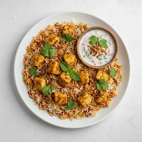 Nellore Chicken Biryani With Onion Tomato Raita